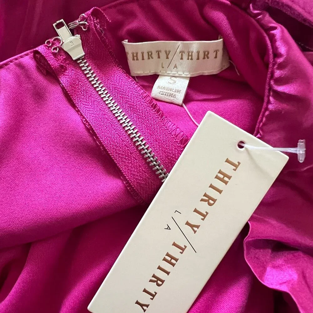 Thirty Thirty - Spaghetti Strap Peplum Top - Pink - Small